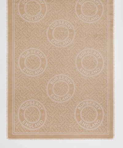 Burberry Lightweight Logo Graphic Cashmere Jacquard Scarf