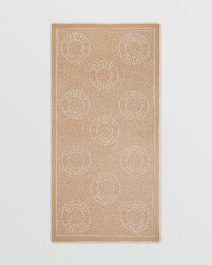 Burberry Lightweight Logo Graphic Cashmere Jacquard Scarf
