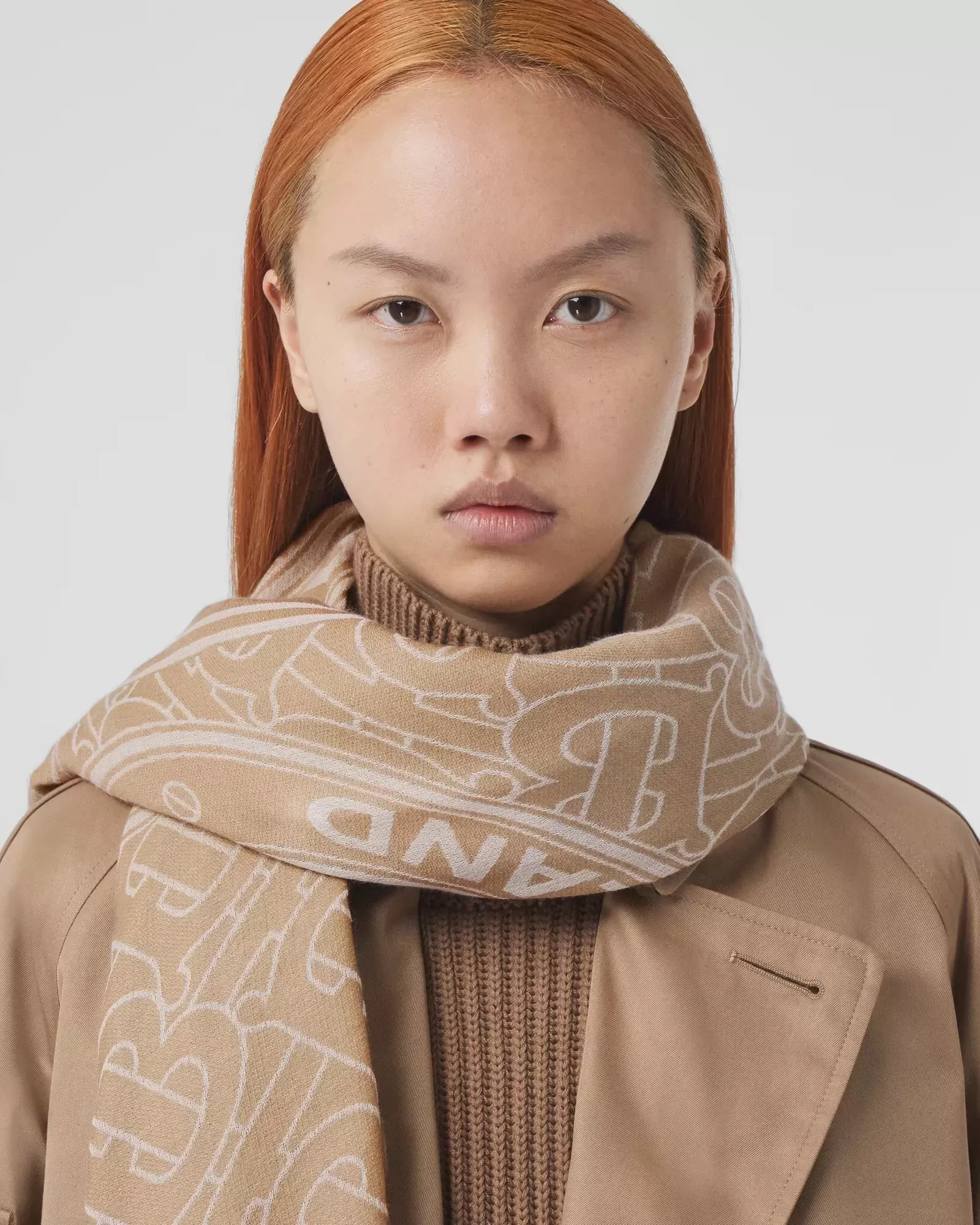 Burberry Lightweight Logo Graphic Cashmere Jacquard Scarf