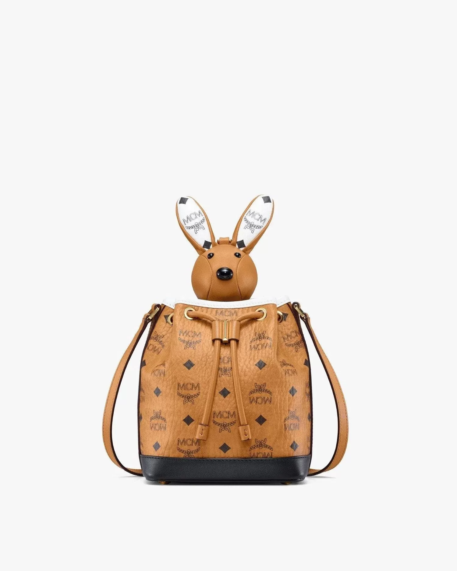 MCM Zoo Rabbit Drawstring Bag in Visetos Leather Mix Null