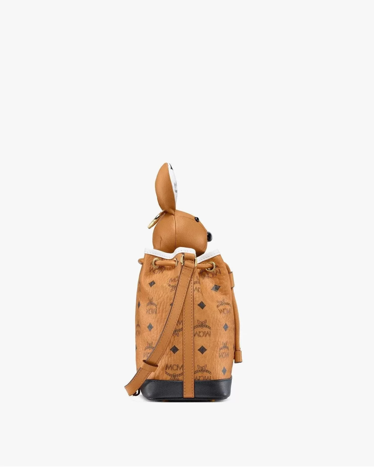 MCM Zoo Rabbit Drawstring Bag in Visetos Leather Mix Null