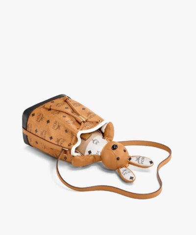 MCM Zoo Rabbit Drawstring Bag in Visetos Leather Mix Null