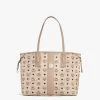 MCM Reversible Liz Medium Shopper in Visetos In Beige