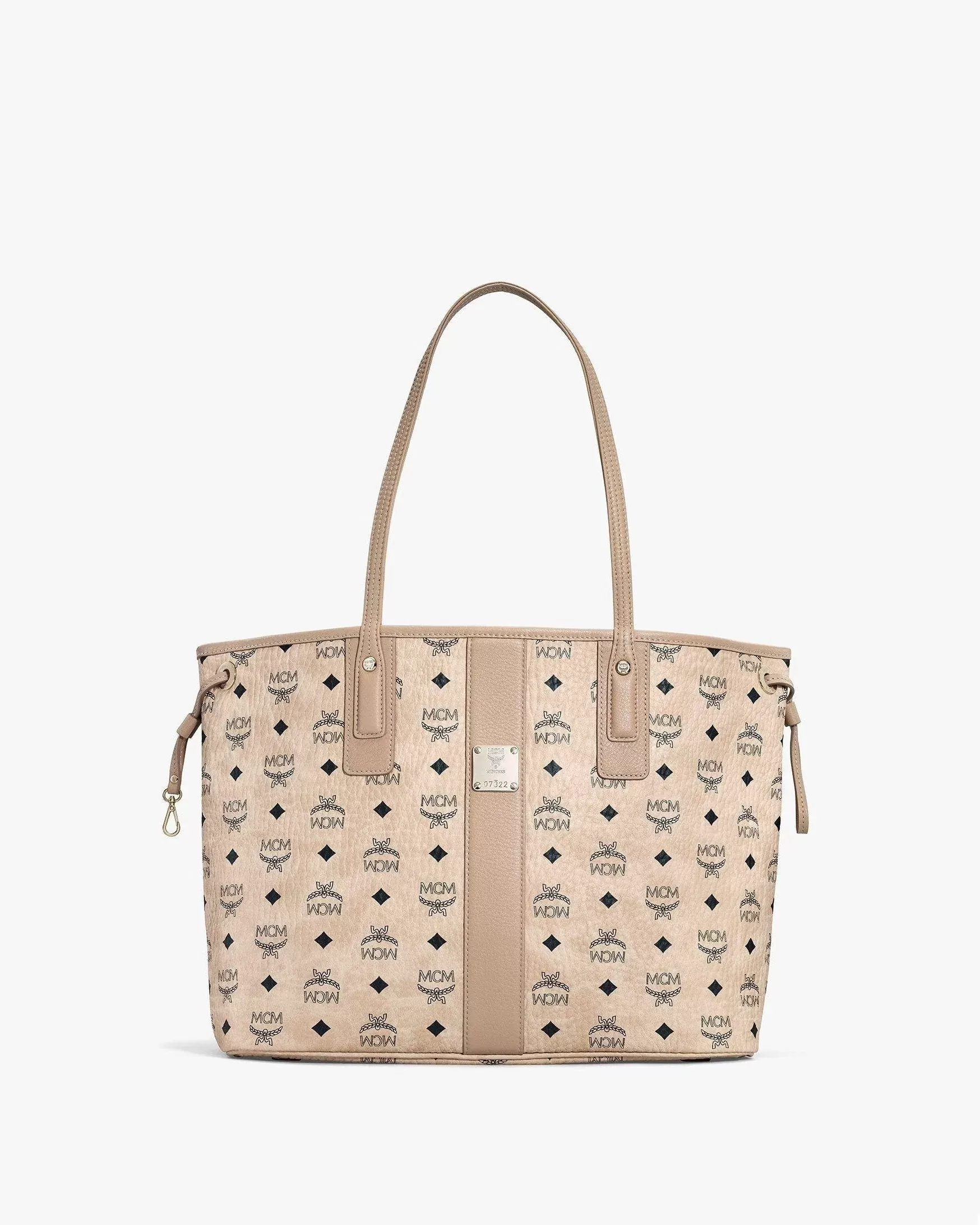 MCM Reversible Liz Medium Shopper in Visetos In Beige