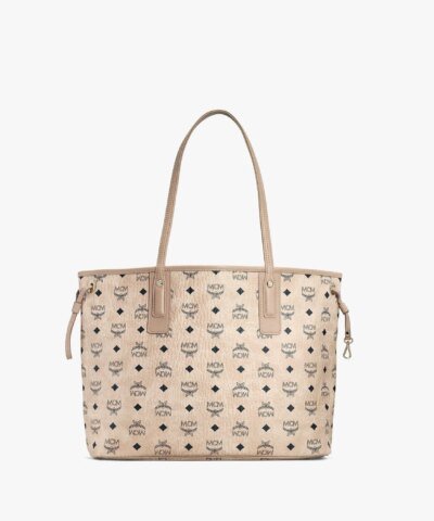 MCM Reversible Liz Medium Shopper in Visetos In Beige