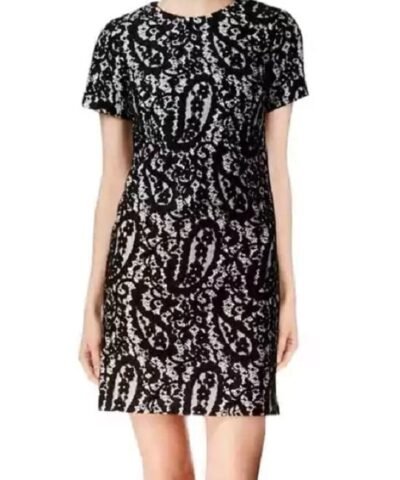 Michael Kors Black White Sheath A-Line Lace Dress