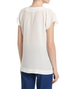 Escada V-Neck Flutter-Sleeve Shell, Off White