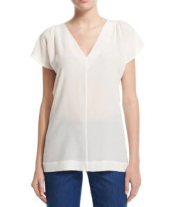 Escada V-Neck Flutter-Sleeve Shell, Off White