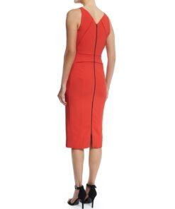 Narciso Rodriquez Sleeveless V-Neck Sheath Dress, Red