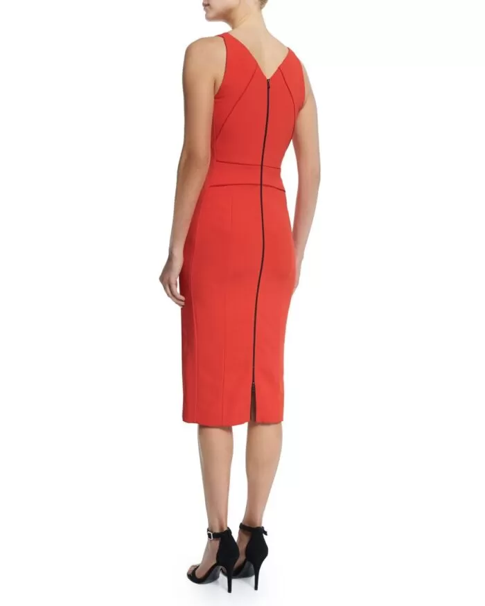 Narciso Rodriquez Sleeveless V-Neck Sheath Dress, Red