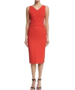 Narciso Rodriquez Sleeveless V-Neck Sheath Dress, Red