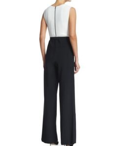 Narciso Rodriguez Sleeveless Wide-Leg Jumpsuit, White/Black