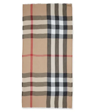 Burberry Sheer Mega Check Scarf, Camel
