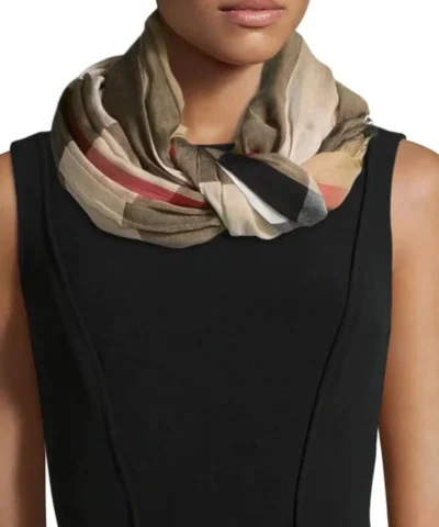 Burberry Sheer Mega Check Scarf, Camel