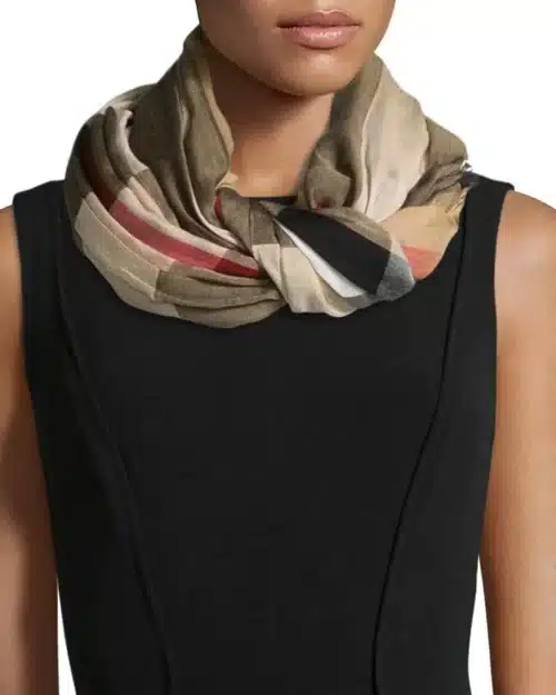 Burberry Sheer Mega Check Scarf, Camel