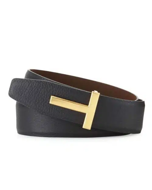 Tom Ford Men's Signature T Reversible Leather Belt