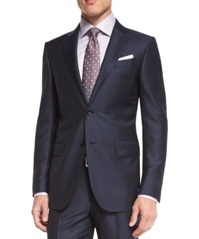 ERMENEGILDO ZEGNA Wool Striped Two-Piece Suit, Navy