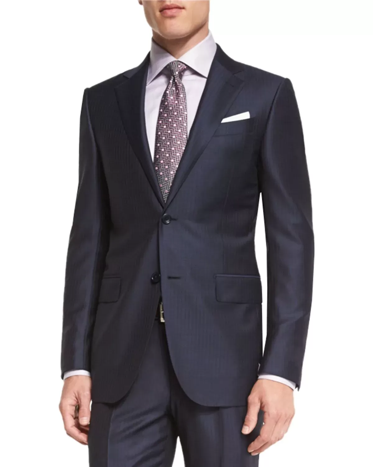 ERMENEGILDO ZEGNA Wool Striped Two-Piece Suit, Navy