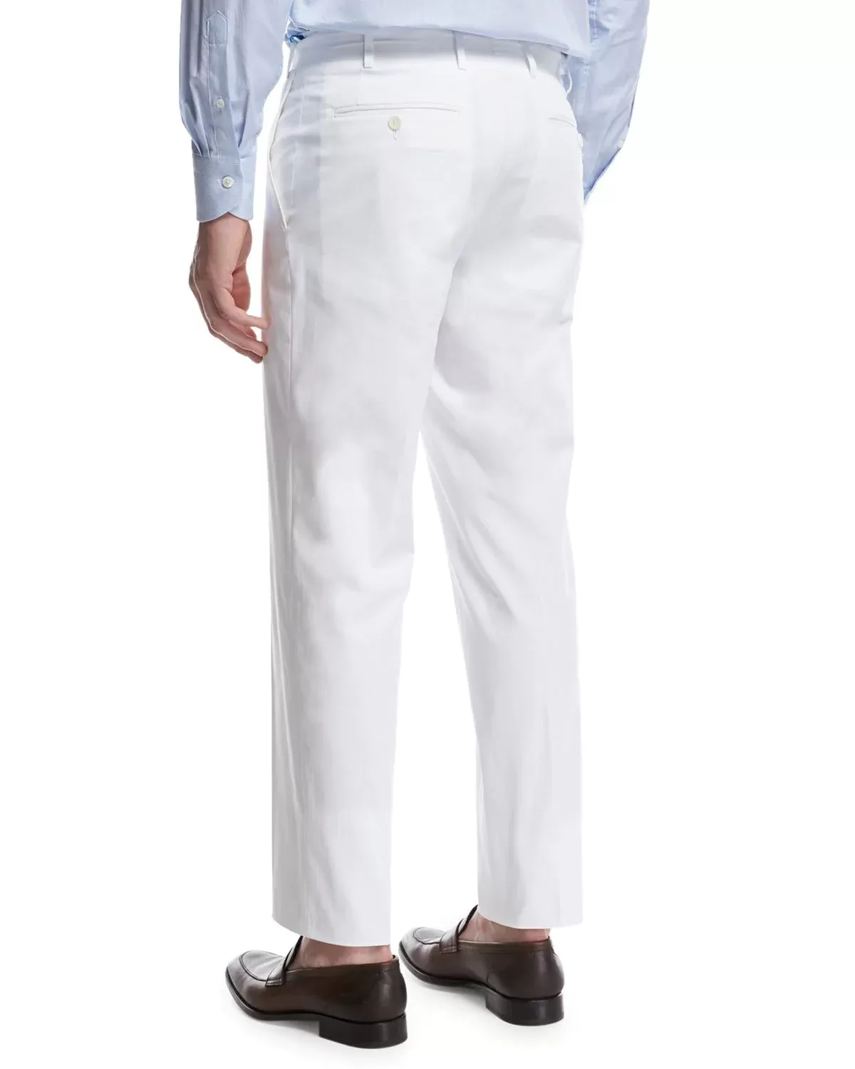 Canali Stretch-Cotton Flat-Front Dress Pants, White