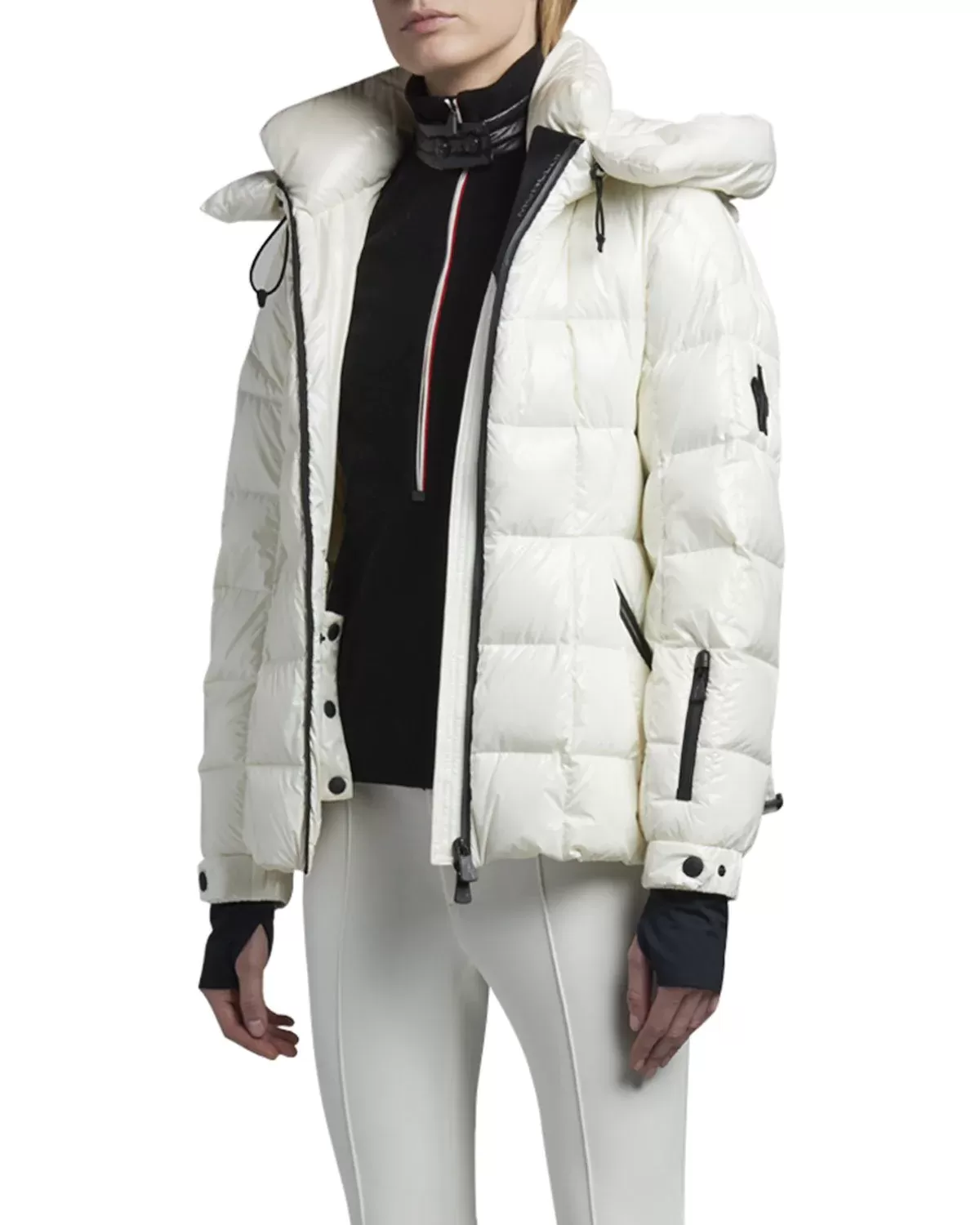 Moncler Grenoble Salle Shiny Nylon Belted Ski Jacket