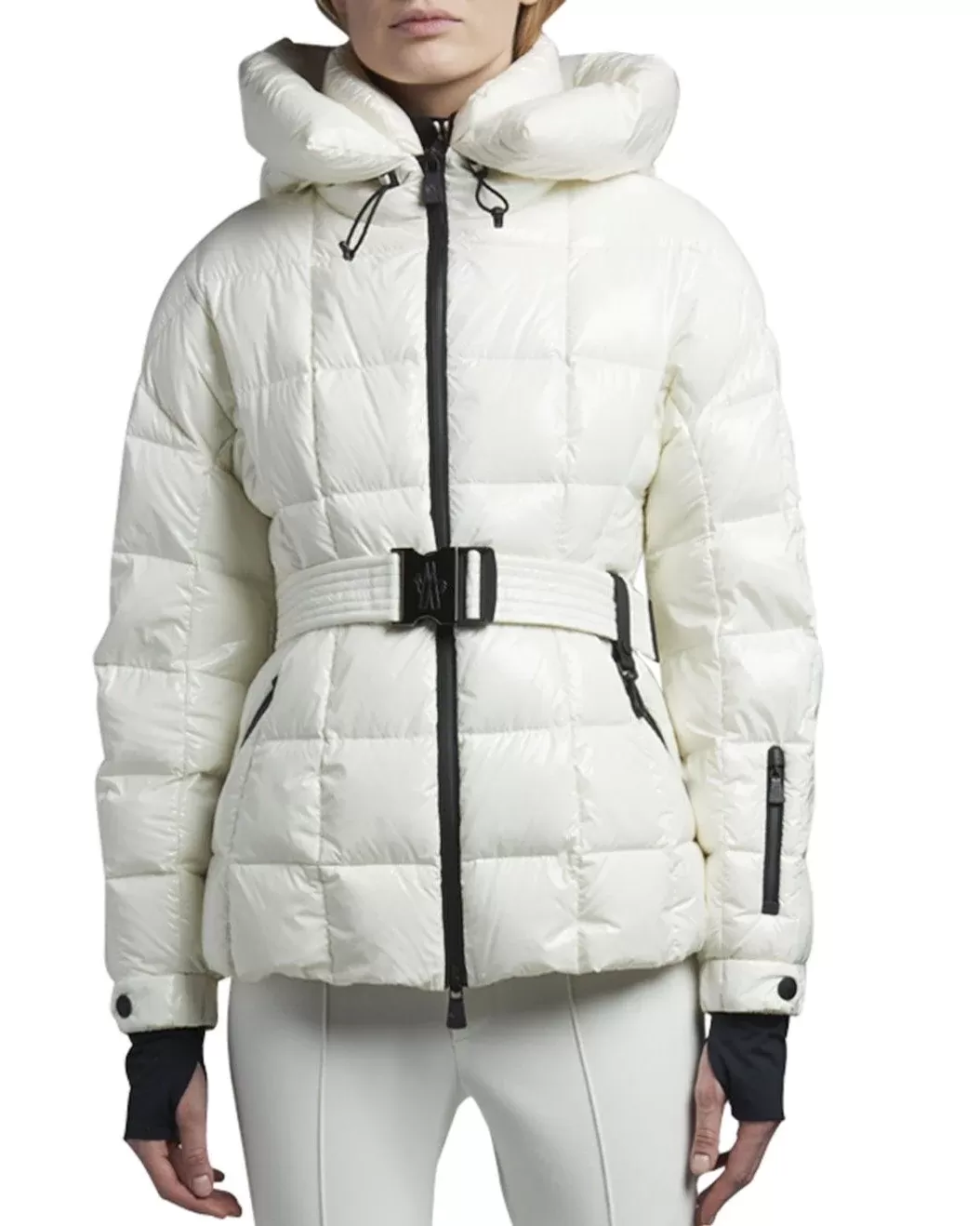 Moncler Grenoble Salle Shiny Nylon Belted Ski Jacket