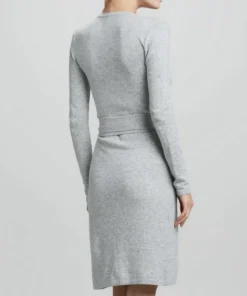 DVF Linda Cashmere Wrap Dress. Grey