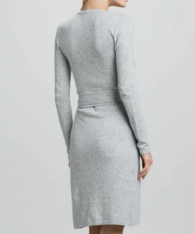 DVF Linda Cashmere Wrap Dress. Grey