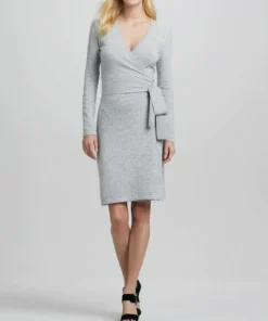 DVF Linda Cashmere Wrap Dress. Grey