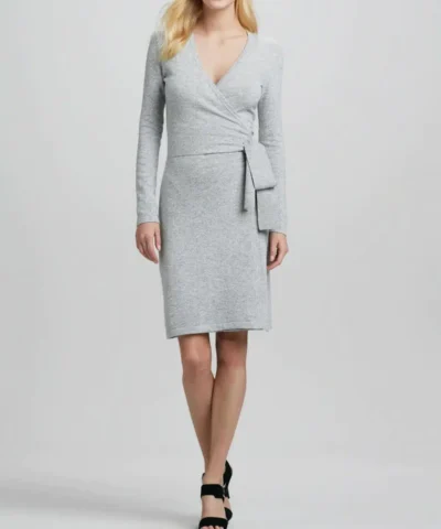 DVF Linda Cashmere Wrap Dress. Grey