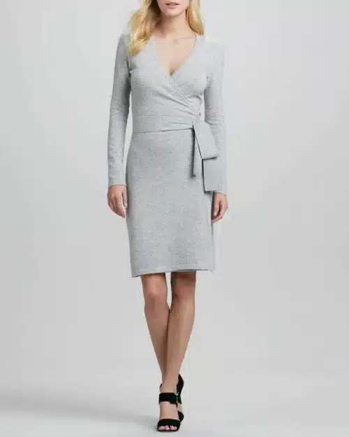 DVF Linda Cashmere Wrap Dress. Grey