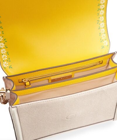 Tory Burch Robinson Canvas Convertible Shoulder Bag with Floral Interior