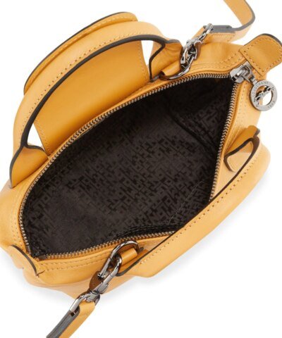 Longchamp Le Pliage Gold Leather Bag With Strap