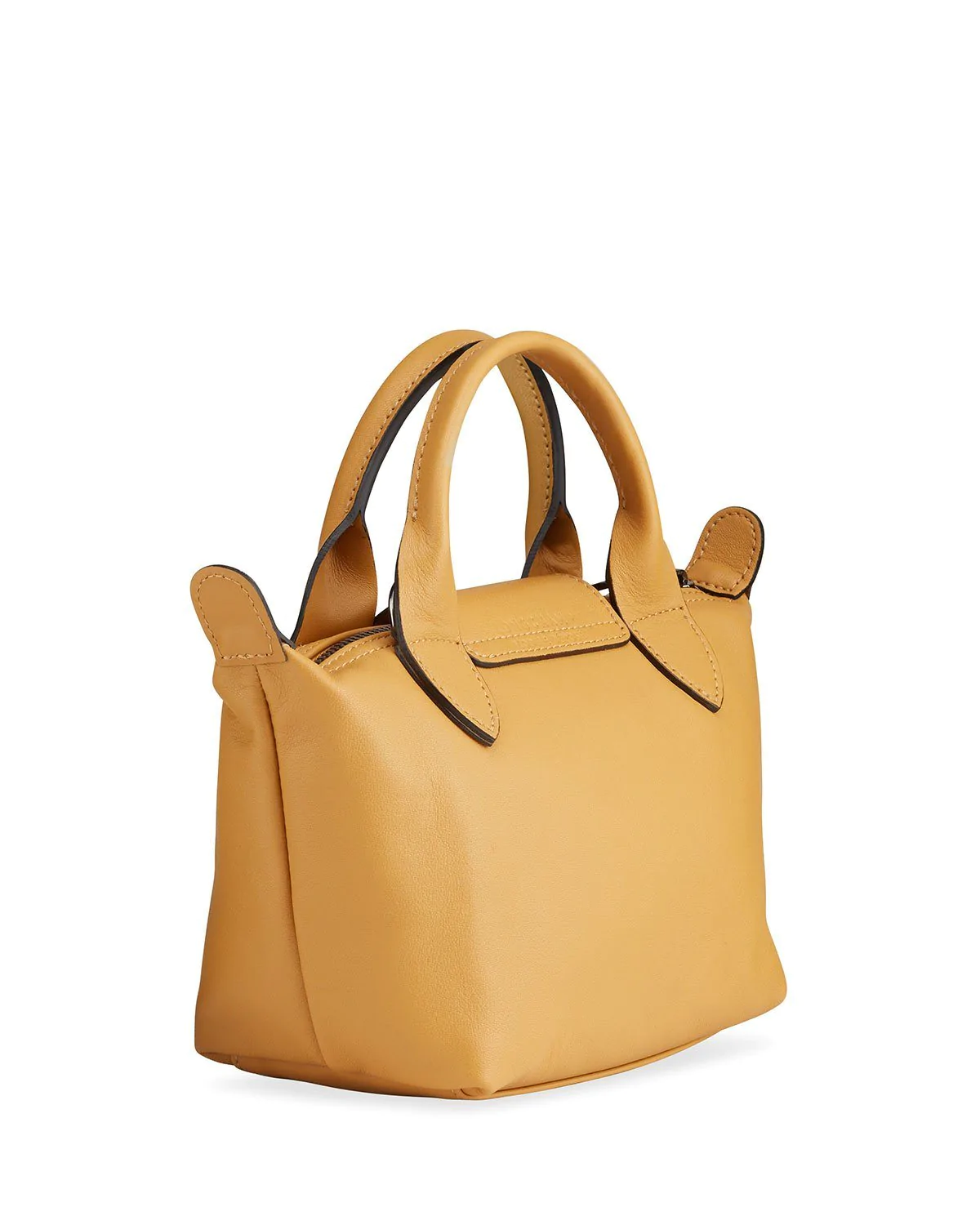 Longchamp Le Pliage Gold Leather Bag With Strap