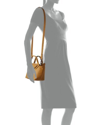 Longchamp Le Pliage Gold Leather Bag With Strap