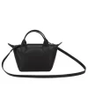 Longchamp Le Pliage Black Leather Bag With Strap