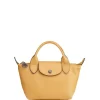 Longchamp Le Pliage Gold Leather Bag With Strap