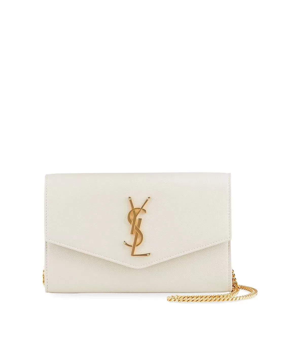 Saint Laurent Uptown YSL Monogram Grain de Poudre Wallet on Chain w/ Card Case