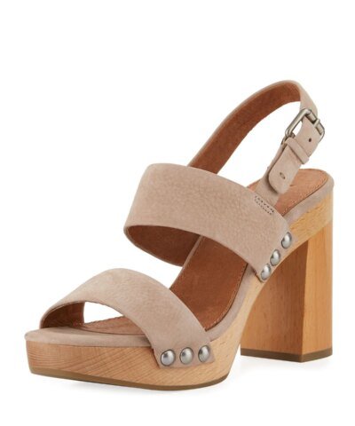 FRYE Tori 2 Slingback Wooden Sandal, Taupe