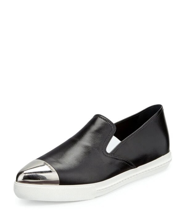 Miu Miu Metal-Toe-Cap Slip-On Sneakers
