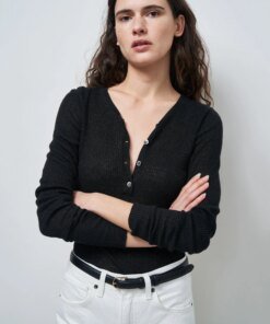 Nili Lotan Michelle Black Rib Henley