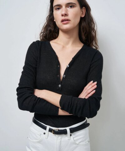 Nili Lotan Michelle Black Rib Henley