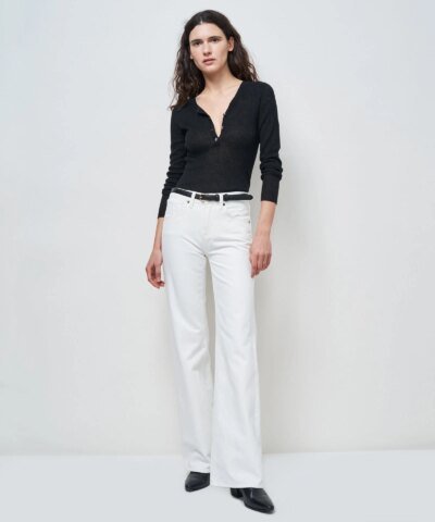 Nili Lotan Michelle Black Rib Henley