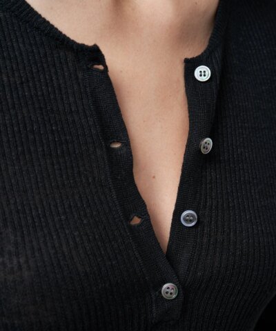 Nili Lotan Michelle Black Rib Henley