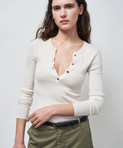 Nili Lotan Michelle White Rib Henley