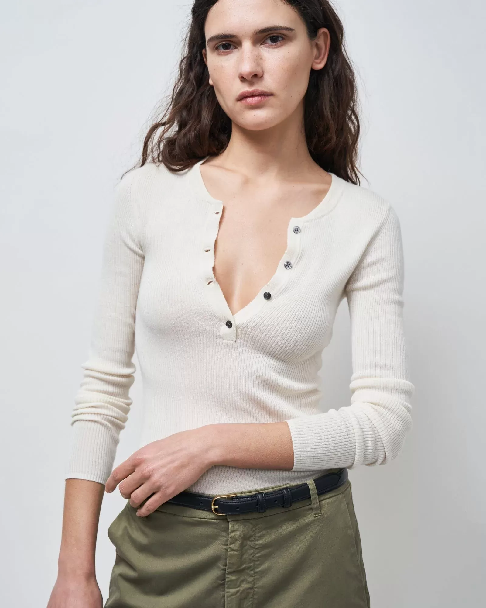 Nili Lotan Michelle White Rib Henley