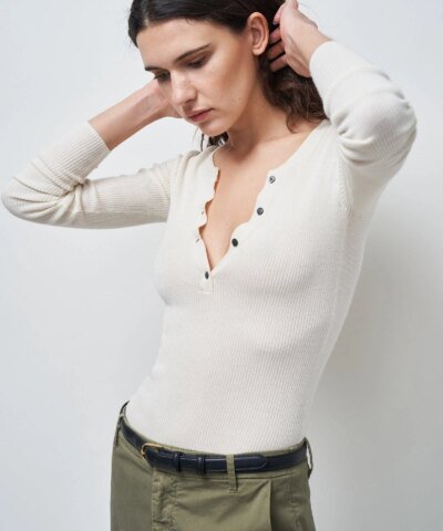 Nili Lotan Michelle White Rib Henley