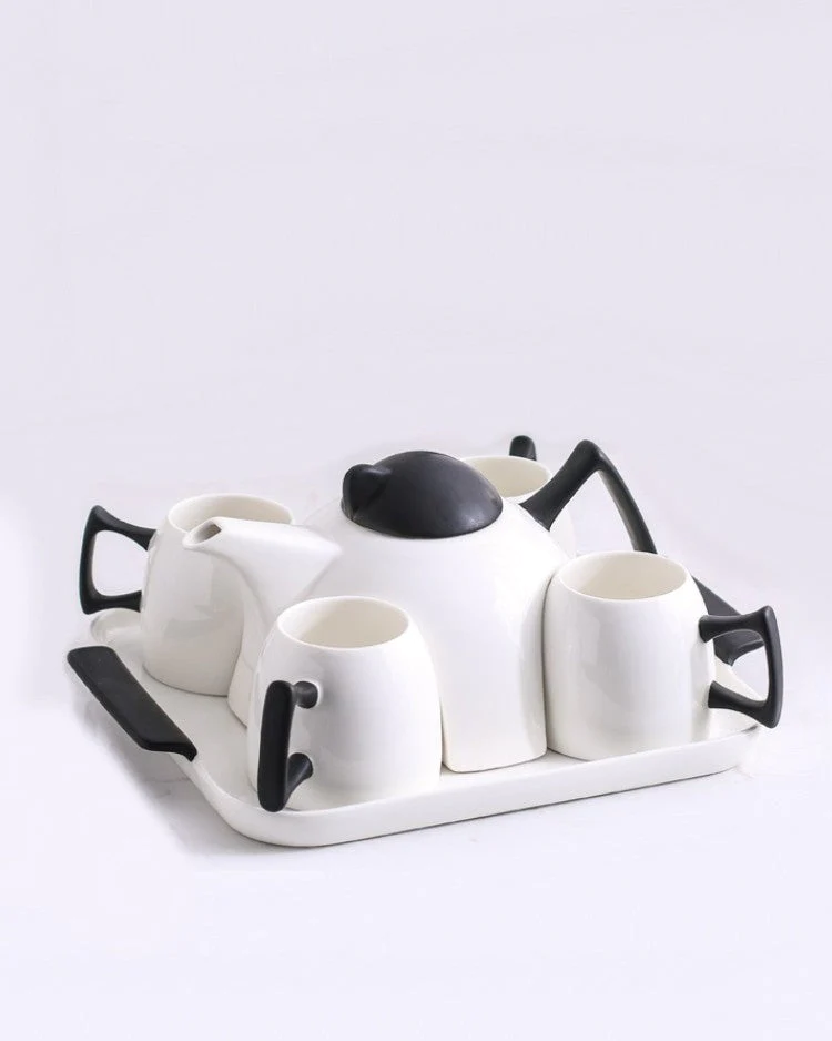 Nordic 5 Pieces Corde Mug, White/Black