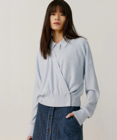 ICICLE Sequined Wool V-Neckline Wraparound Cardigan