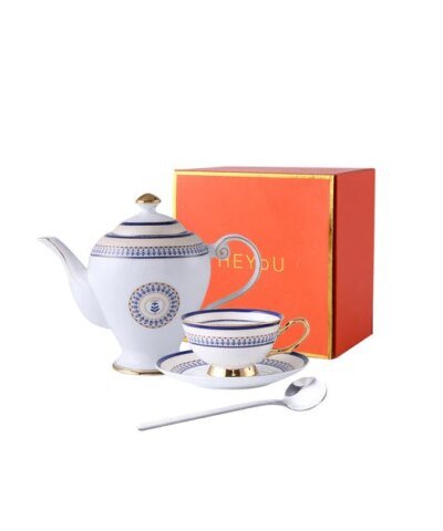 Royal 5 Piece Moroccan Gold Blue Tea Set