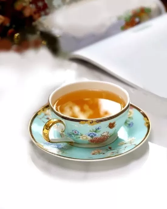 Royal Peacock Bone China Tea Cups Set